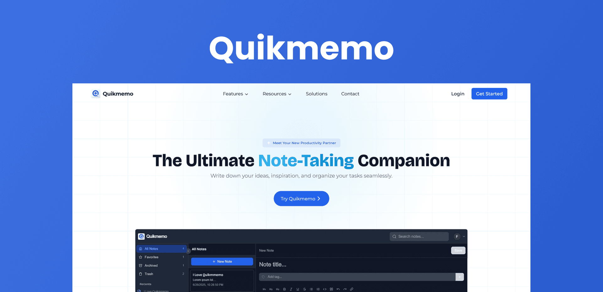 header image for Quikmemo
